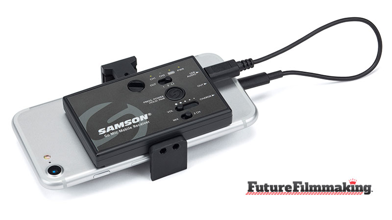 samson go mic mounted on iphone by futurefilmmaking